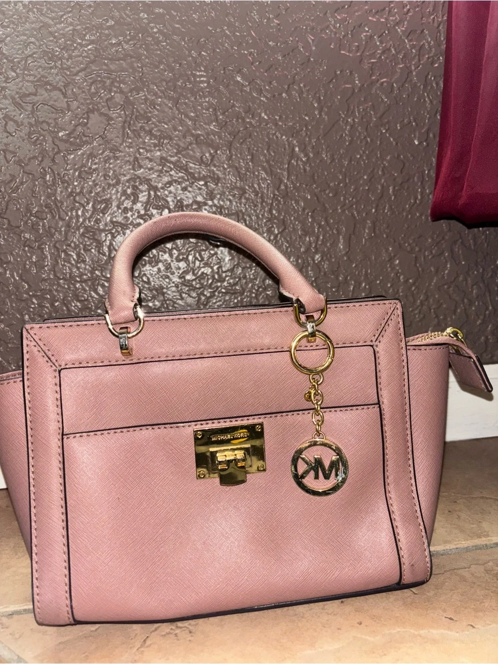 Michael Kors Dusty Brown Saffiano Leather Satchel with Gold Hardware - Picture 2 of 5